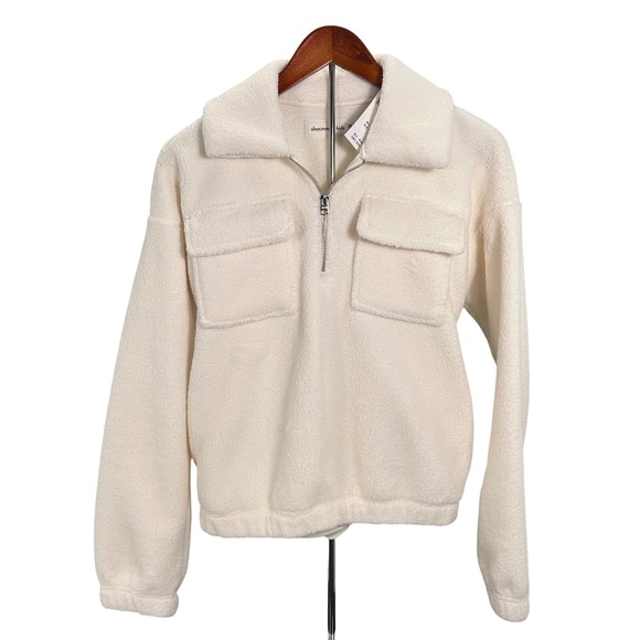 abercrombie kids Other - Abercrombie Kids Cream Sherpa Faux Fur Half Zip Fleece Pullover Sweatshirt 15/16
